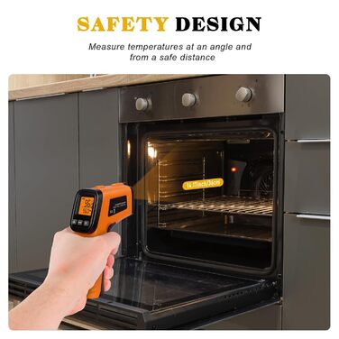 Інфрачервоний термометр лазерний -50°C-550°C, LCD дисплей, цифровий, регульований (не для людей) для піци/холодильників/промисловості