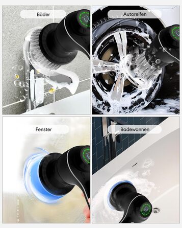 CkeyiN Electric Cleaning Brush, Cordless Grout Cleaner with 7 Replaceable Brush Heads for Bathroom, Car, and Kitchen, Handheld Power Spin Scrubber Grout Brush With LED Display, 2 Modes, Black