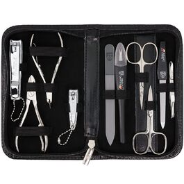 Набір для манікюру DREI SCHWERTER 'Spezia' (10 предметів) | Чорний екошкіра | Німецька якість