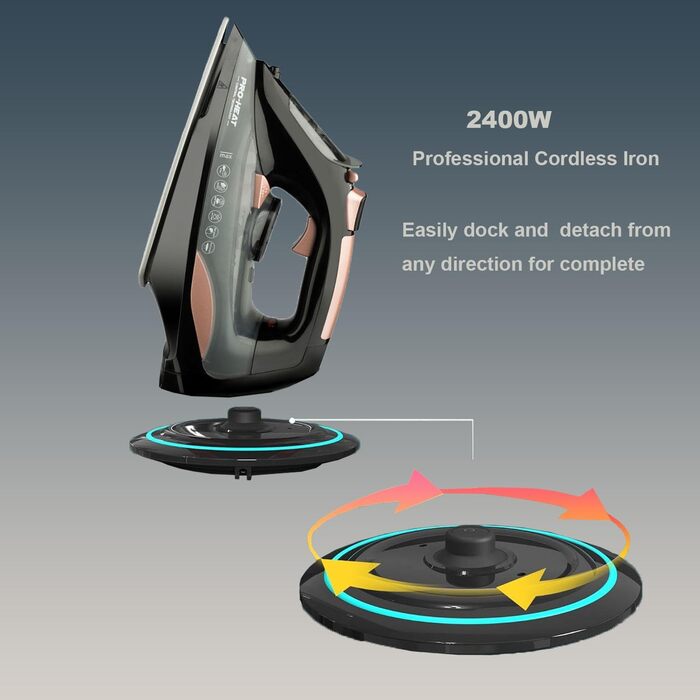 Праска 3000W з керамічною підошвою - праска з парою, самоочищення, резервуар 340мл, автоматичне вимкнення (чорна)