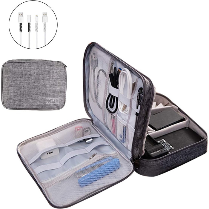 Органайзер для кабелів OrgaWise: сірий, 3-шаровий, універсальний етиюд для аксесуарів