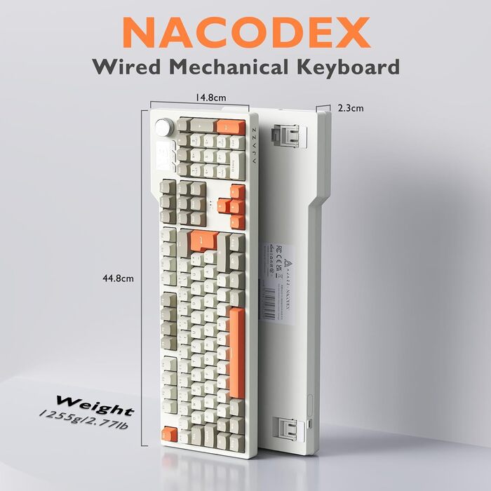 Механічна клавіатура NACODEX AK650 з регулюванням гучності та підсвічуванням. Ігрова клавіатура (Сірий, Бежевий, Оранжевий)