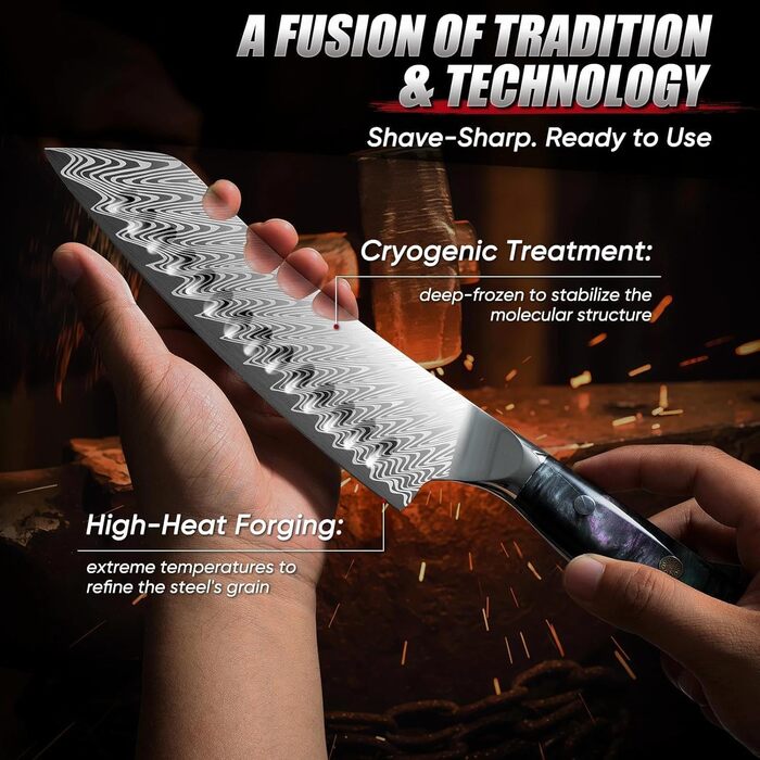 Набір кухонних ножів DRAGON RIOT 3 шт. з ергономічними дерев'яними ручками, японський кухонний набір (Kochmesser, Santoku, Allzweckmesser)