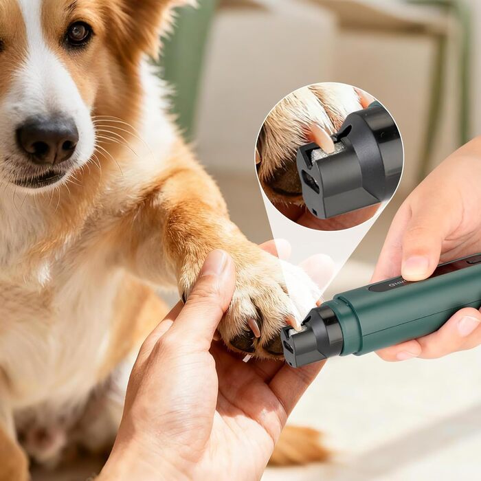 Електричний точило для собачих кігтів VINATO з LED-підсвічуванням, 5 швидкостей, тихе та перезаряджуване, для малих, середніх та великих собак