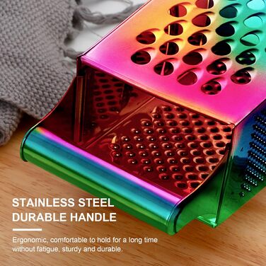 Тёрка YDware з нержавіючої сталі, квадратна, 23,7 см, для овочів, 1 шт. (Райдужна)