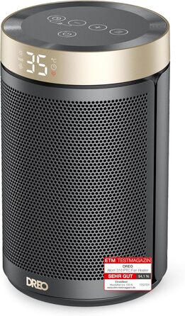 Електричний обігрівач Dreo Atom 316: тихий, 1500W, керамічний PTC, термостат, захист від перегріву та перекидання, таймер 12 годин. Підходить для спалень та інших кімнат.