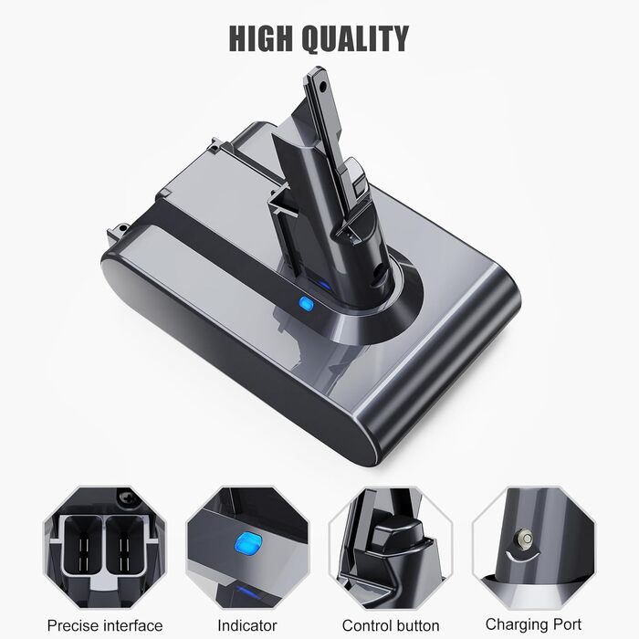 Акумулятор для пилососів Dyson DC62, DC58, DC59, DC61, DC72, DC74, SV03, SV05, SV06, SV07, SV09 (6000mAh, 2 фільтри, щітка)