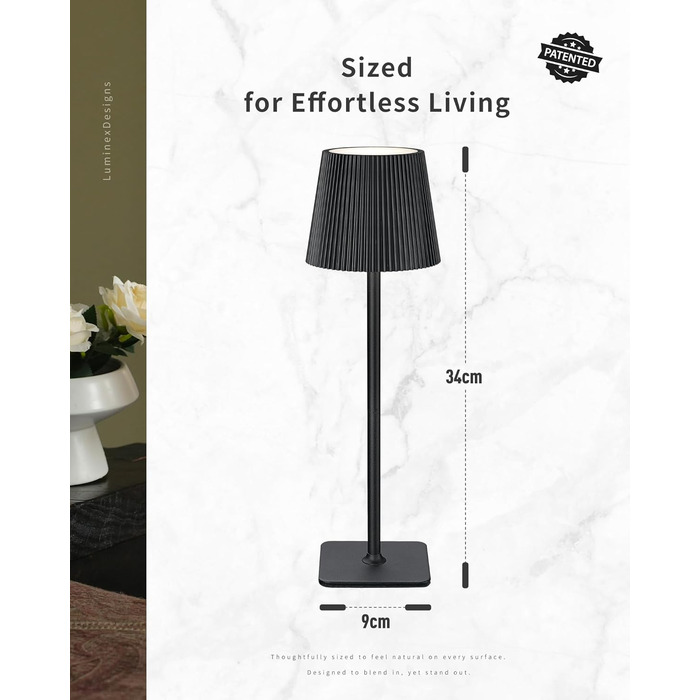 Світлодіодна настільна лампа бездротова LED для вулиці та дому, димована, з акумулятором 5200mAh, водонепроникна IP54, чорна