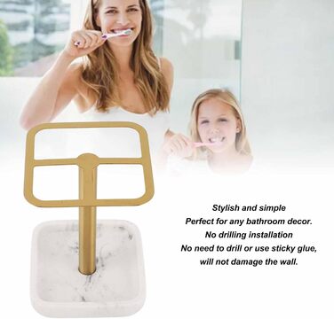 Bathroom Toothbrush Holder, 304 Stainless Steel, 3-Slot Bathroom Toothbrush Holder, Space-Saving Toothpaste Organizer (Gold)