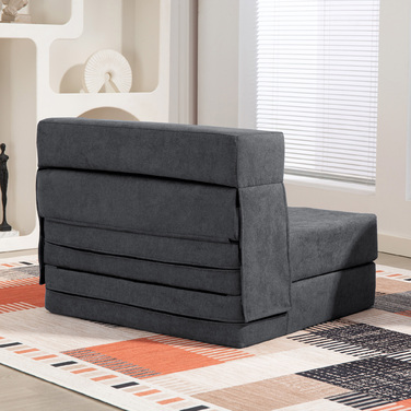 HOMCOM 3-in-1 Sleeper Chair, Foldable Sleeper Sofa with Bed Function, Lumbar Pillow, Reclining Chair with Flannel Look, Chaise Lounge for Living Room, Dark Grey | Aosom