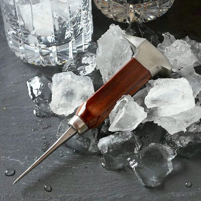Stainless steel ice pick with wooden handle, breaker, chisel, removal of crushed carving tool in Japanese style for kitchens, bars, bartenders, picnics, camping and restaurants