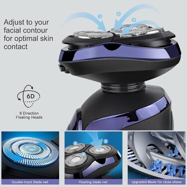 Електричний гоління для чоловіків Amurhey 5-в-1, тример для бороди, 3 насадки, 99 хв роботи, для мокрого та сухого гоління, станція зарядки, подарунок для чоловіків
