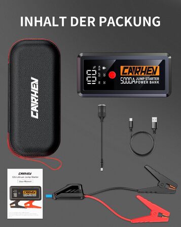 Powerbank для авто Starthilfe 5000A: пускова станція, 12V, до 8.0L бензин/дизель, USB, LED ліхтарик