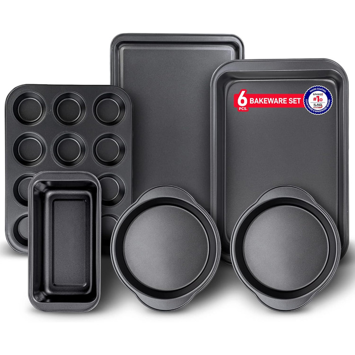 Набір форм для випічки Backset Deluxe (6 шт.) з антипригарним покриттям, з вуглецевої сталі, без PFOA та PTFE