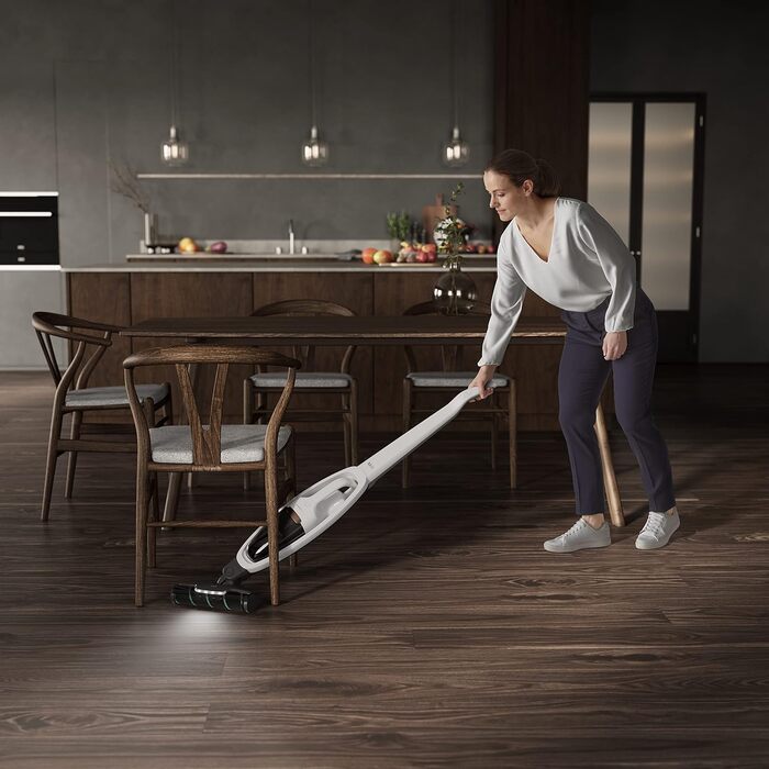AEG HYGIENIC 5000 AS52HP25SH Cordless Vacuum Cleaner / 2in1 / Pleasantly Quiet at 80 dB(A) / 58% Recycled Material / Up to 55 Minutes of Runtime / Automatic / Self-Standing / Suitable for All Floors / Includes Accessories, White Model 2023 25.2V White Complete Accessories