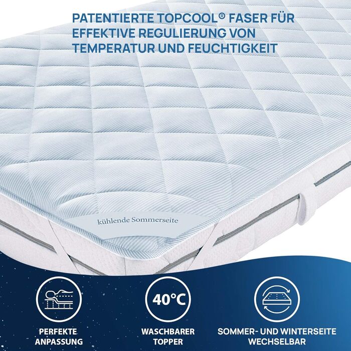 Наматрацник LILENO HOME 140x200 см TopCool® літній та зимовий, товщина 1 см, для ортопедичних та пружинних матраців, топер для ліжка
