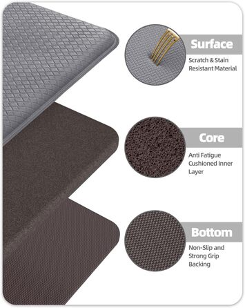 Килимок для кухні COLOR&GEOMETRY 44x150 см, сірий, з неслизьким покриттям, PVC, водо- та олієстійкий, з гумовою основою