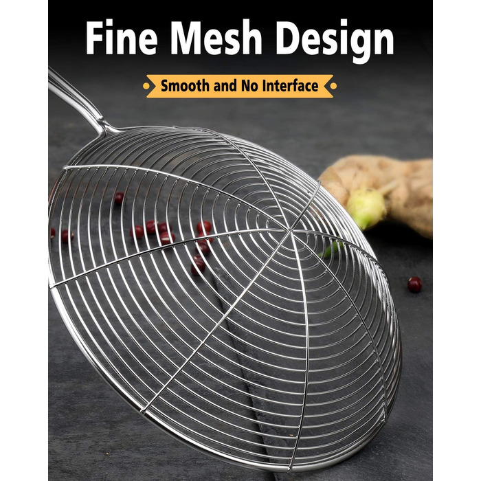 Набір сит-шумовок для кухні, 3 шт. з нержавіючої сталі, 19.5/17.5/13.5 см, з довгим руків'ям, для приготування та смаження, підходить для миття в посудомийній машині