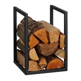Relaxdays Black Metal Firewood Rack