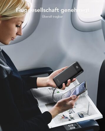 Power Bank Charmast 10000mAh з 6 виходами, USB-C, LED-дисплеєм, 4 кабелями, чорний