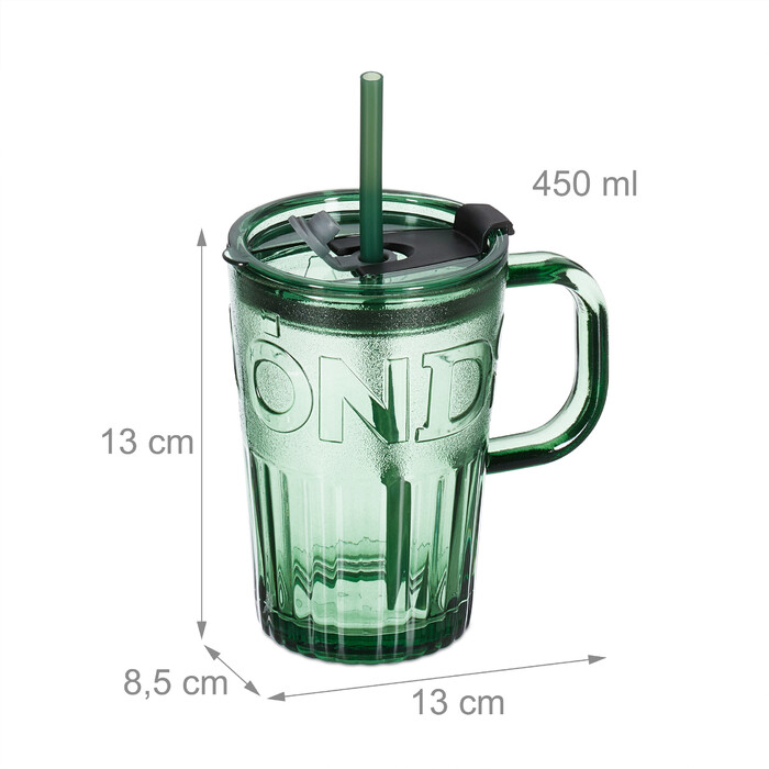Relaxdays Set of 4 Handle Glasses