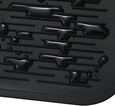 Силиконова килимок для сушіння посуду - килимок для посуду, BPA-free, стійкий до нагрівання, неслизький, з щіткою (чорний, 92 x 52 см)