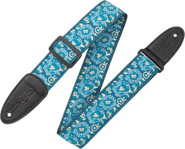 Гітарний ремінь Levy's Leathers M8AS-BLU з дзеркальним малюнком, синій