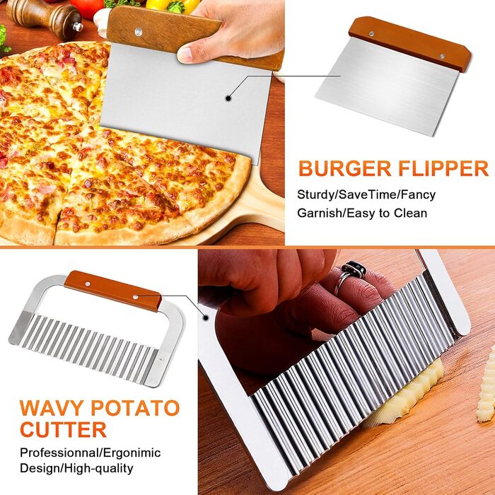 Набір лопаток для гриля MAIKEHIGH: професійний інструмент для BBQ, тепаньякі та кемпінгу (9 шт.)