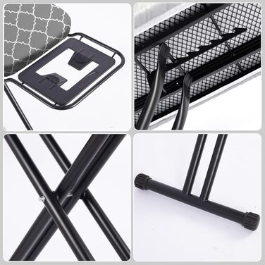 Складаний столик для прасування, 120 x 39 см, з великою підставкою для праски, регульована висота до 93 см