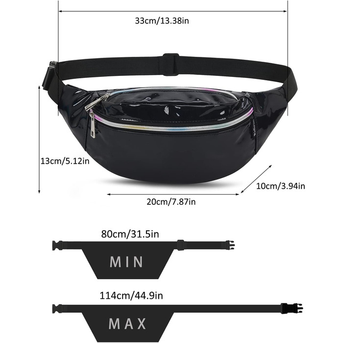 Жіноча поясна сумка-бананка: водонепроникна, з PU шкіри, для спорту, бігу, подорожей (чорна)