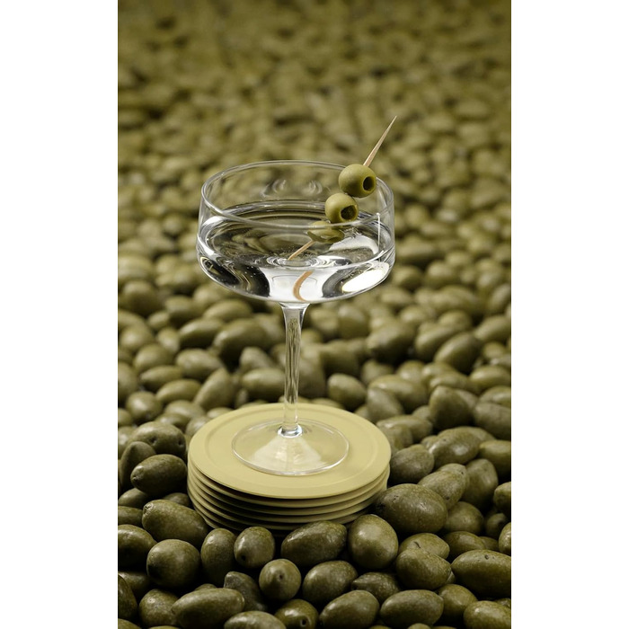 Zone Denmark Singles Silicone Coasters, Coasters for Glasses, Cups, Cocktail Glasses, Diameter 10 cm, Height 3.1 cm, 6 Pieces, including Holder, (3.1 cm - dia. 10 cm, Leek Green)