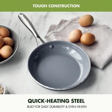 Набір кухонного посуду GreenPan Swift 17 предметів: антипригарне покриття Ceramic Non-Stick, нетоксичний, без PFAS, нержавіючі ручки, каструлі, сковороди, кришки, гриль, сковорода для смаження, тушкування