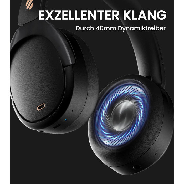 Edifier WH950NB: Бездротові навушники з активним шумозаглушенням, LDAC, Hi-Res Audio, Bluetooth 5.3, 55 годин роботи, чорний