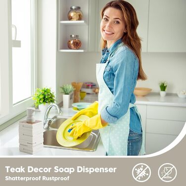 Диспенсер для мила дерев'яний, дозатор для мийного засобу на стільницю для кухні, стильний дозатор для мила в ванну кімнату з помповим механізмом (Бежевий)