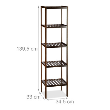 Relaxdays Bamboo Bathroom Shelf, Dark Brown