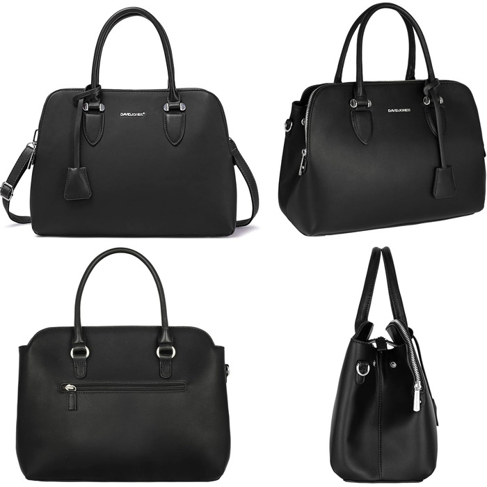 Сумка жіноча David Jones елегантна шопер (tote bag) з PU шкіри, чорна. Сумка через плече, багато відділень, для роботи та повсякдення