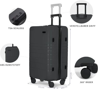 Валіза ETERNITIVE з ABS пластику, Rollkoffer, Reisetrolley, легка з подвійними колесами 360°, валізна сумка з TSA-замком, ручна поклажа (S) (Набір - 2 шт (S + M), графіт)