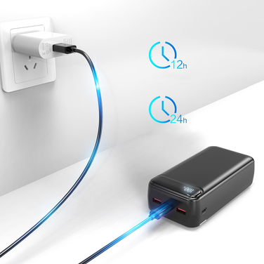 Потужний павербанк 50000 мАг, чорний, 3 USB-порти — для телефонів та планшетів