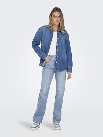 Джинси жіночі прямі ONLBLUSH світло-блакитні, середньої посадки, розмір M/32L, деним