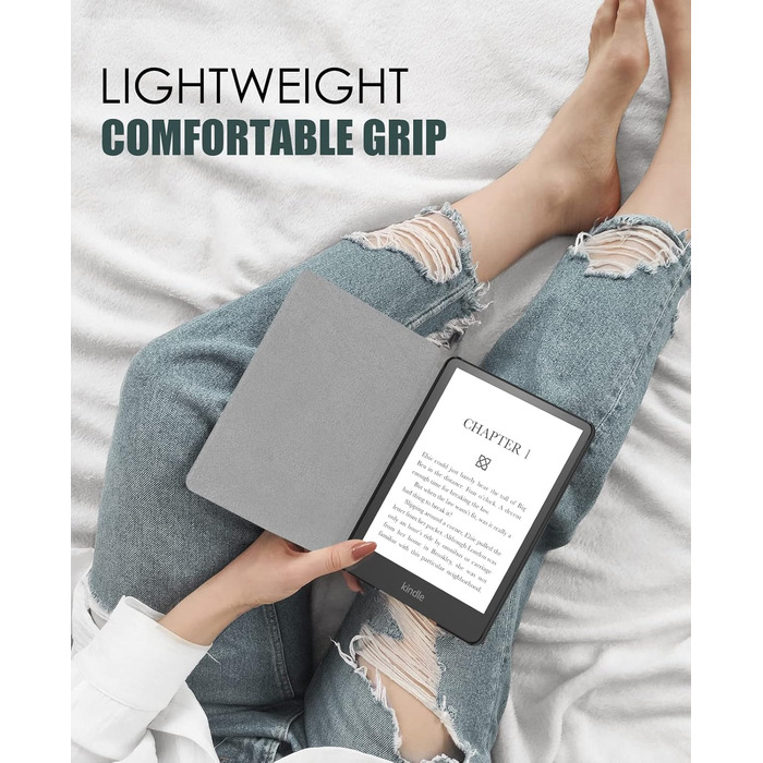 Чохол MoKo для Kindle Paperwhite 11 (2021) 6.8 дюйма, з функцією авто-сплячки, з міцного кожзаму, Signature Edition, Магнолія (чорний та білий)
