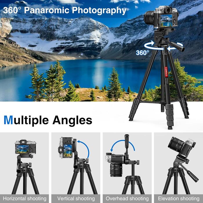 Штатив для камери CAMOLO 67' з сумкою: для фото та відеозйомки, YouTube, Vlogging, DSLR, Android, iPhone