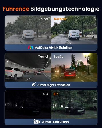 Автомобільний відеореєстратор 70mai M800 4K Dashcam (передній та задній), STARVIS 2 IMX678, нічна зйомка, Dual HDR, вбудована пам'ять 128 GB eMMC, GPS, 5 GHz WLAN, керування голосом
