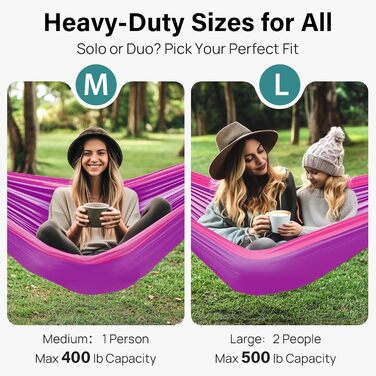 Гамак для кемпінгу Kootek, 227 кг, з ременями та сумкою, для відпочинку на природі, хайкінгу, пляжу, Olive & Dark Khaki (фіолетовий та рожевий, великий)