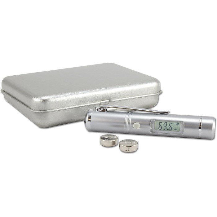 TFA Dostmann Flash Pen Infrared Thermometer, contactless measurement, versatile, robust metal housing, silver, L 19 x W 87 x H 15 mm