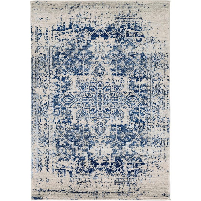 Surya Syracuse Vintage Rug Large - Living Room Rug 120x170cm, Dining Room, Bedroom - Oriental Rug Boho Style - Carpet Living Room, Colorful Pattern, Blue and Beige Blue 120 x 170 cm (Rectangular)