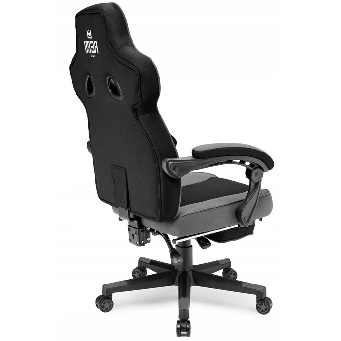 Ігрове крісло IMBA seat Emperor, тканина, чорно-сіре