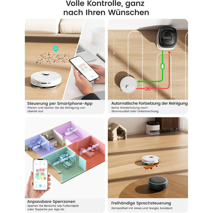 Робот-пилосос LEFANT M320 3-в-1 з функцією миття, 6000Pa, навігація, 800мл, 240хв, Wi-Fi, для тварин, килимів