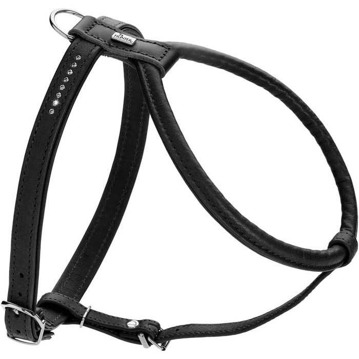 Нашийник для собак HUNTER Round & Soft Canadian UP, чорний, м'яка шкіра, безшовний, для догляду за шерстю, екологічний, Made in Germany, розмір S-M