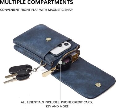 Сумка-клатч BOSTANTEN для телефону через плече, сіра (A-08-blau) з PU шкіри для жінок, гаманець-органайзер