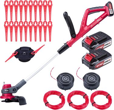 WONET Cordless String Trimmer incl. 2 Batteries and Charger with Automatic Line Feed and Telescopic & Swivel Handle – Making Gardening Easy